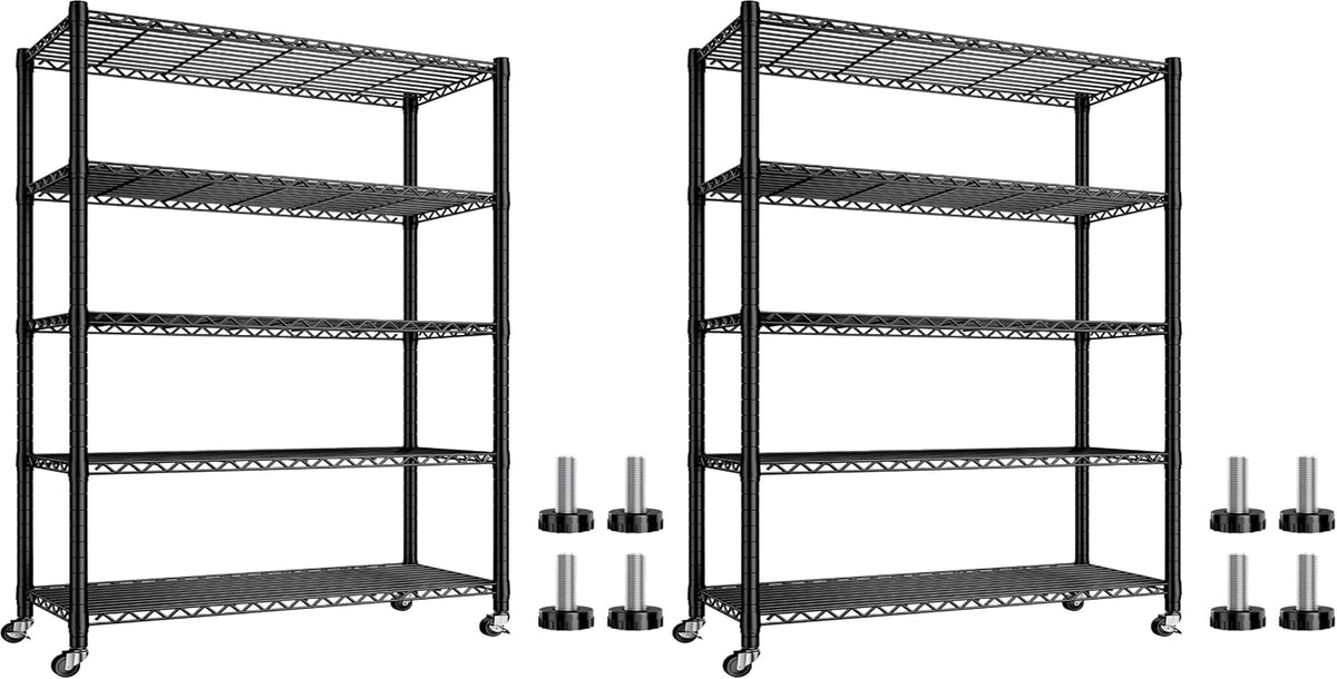 5-Tier 1200LBS Metal Shelving, 71" H Adjustable Storage Shelf,Chrome