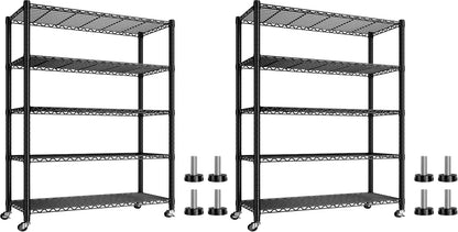 5-Tier 1200LBS Metal Shelving, 71" H Adjustable Storage Shelf,Chrome