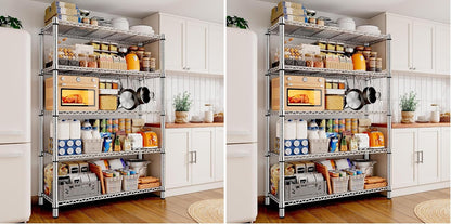 5-Tier 1200LBS Metal Shelving, 71" H Adjustable Storage Shelf,Chrome