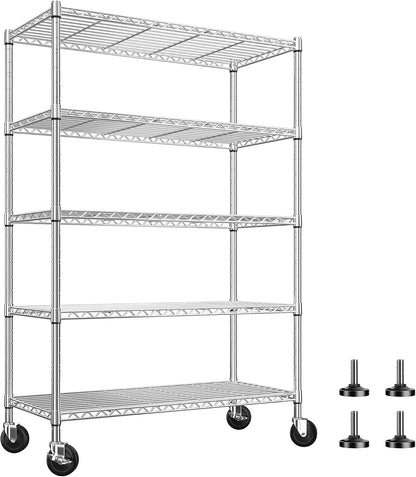 5-Tier 1200LBS Metal Shelving, 71" H Adjustable Storage Shelf,Chrome