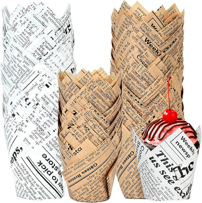Natural Tulip Cupcake Liners for Baking 200 Cups, Unbleached Parchment paper Muffin Liners, Upgraded Standard Cupcake Wrappers, Greaseproof Cup Cake Liner, Easy to Use in Party, Birthday, Christmas