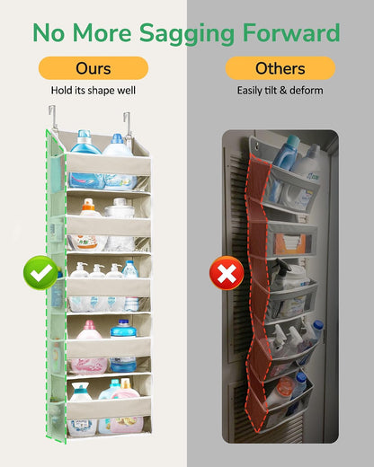 Over Door Organizer with 5 Large and 10 Mesh Side Pockets, 44 lbs Weight Capacity Hanging Storage with Clear Window Kids Toys, Shoes, Diapers, Dark Grey, 5 Layers