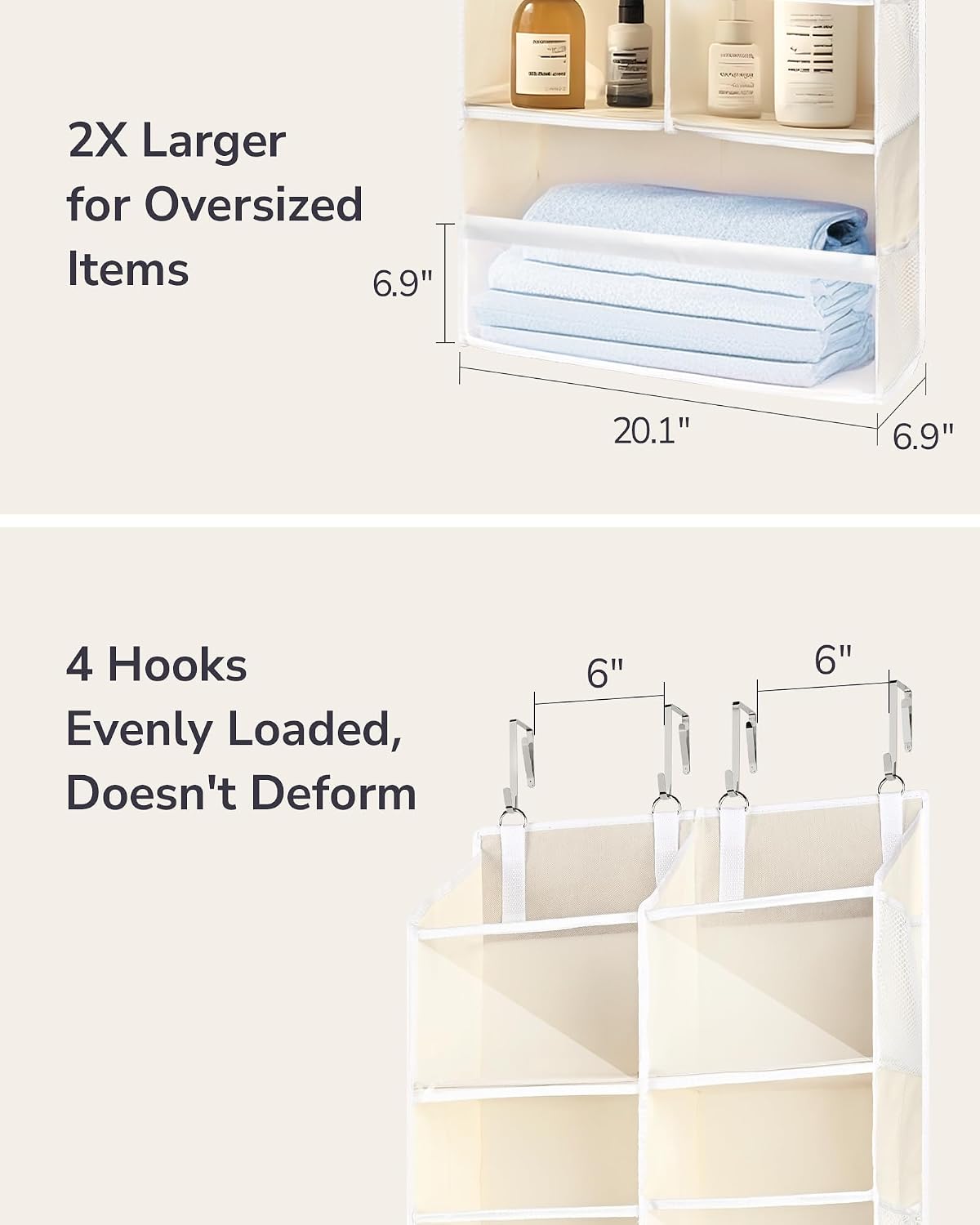 Over Door Organizer with 5 Large and 10 Mesh Side Pockets, 44 lbs Weight Capacity Hanging Storage with Clear Window Kids Toys, Shoes, Diapers, Dark Grey, 5 Layers