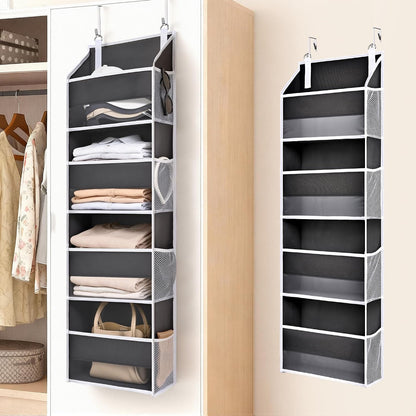 Over Door Organizer with 5 Large and 10 Mesh Side Pockets, 44 lbs Weight Capacity Hanging Storage with Clear Window Kids Toys, Shoes, Diapers, Dark Grey, 5 Layers