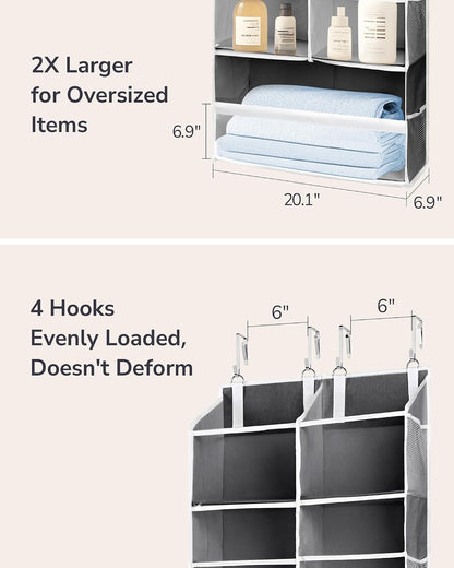 Over Door Organizer with 5 Large and 10 Mesh Side Pockets, 44 lbs Weight Capacity Hanging Storage with Clear Window Kids Toys, Shoes, Diapers, Dark Grey, 5 Layers