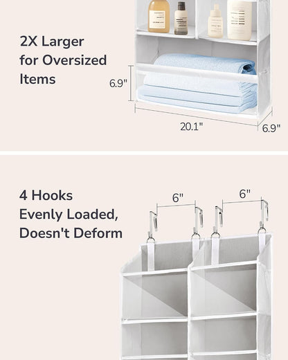 Over Door Organizer with 5 Large and 10 Mesh Side Pockets, 44 lbs Weight Capacity Hanging Storage with Clear Window Kids Toys, Shoes, Diapers, Dark Grey, 5 Layers