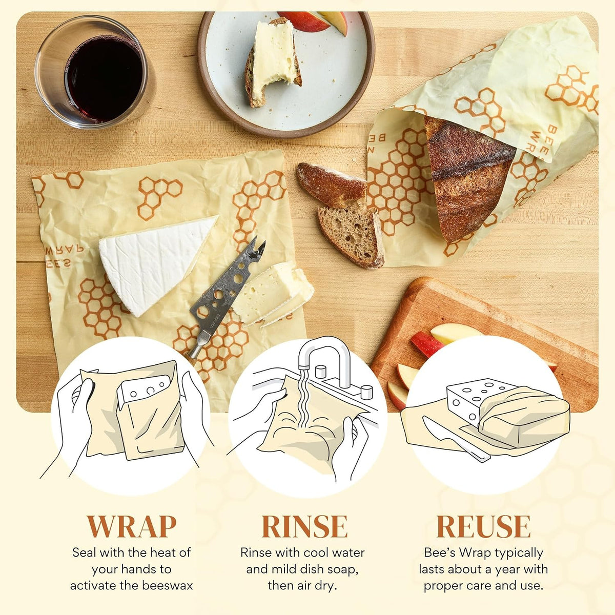 Beeswax Bread Wrap - Honeycomb