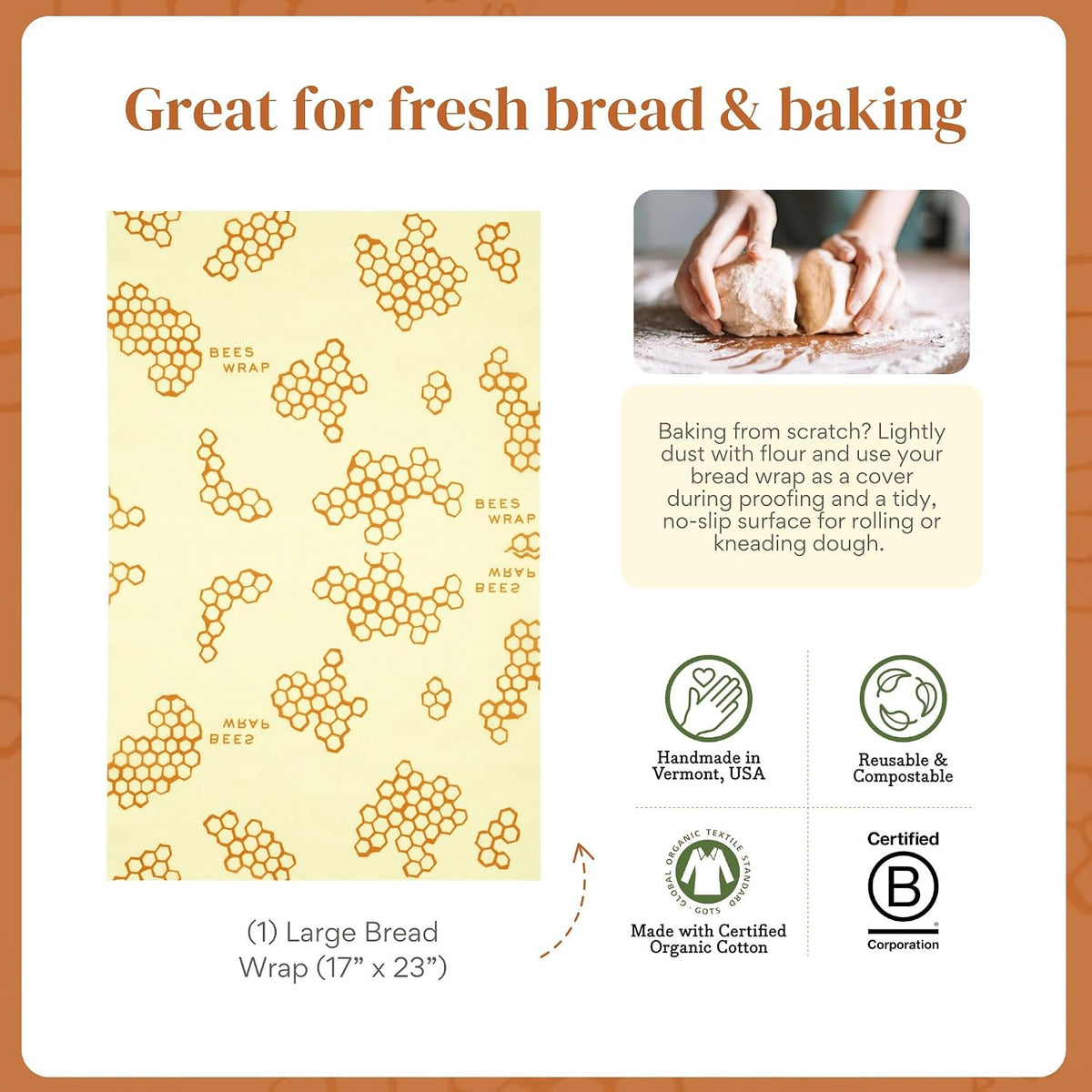 Beeswax Bread Wrap - Honeycomb