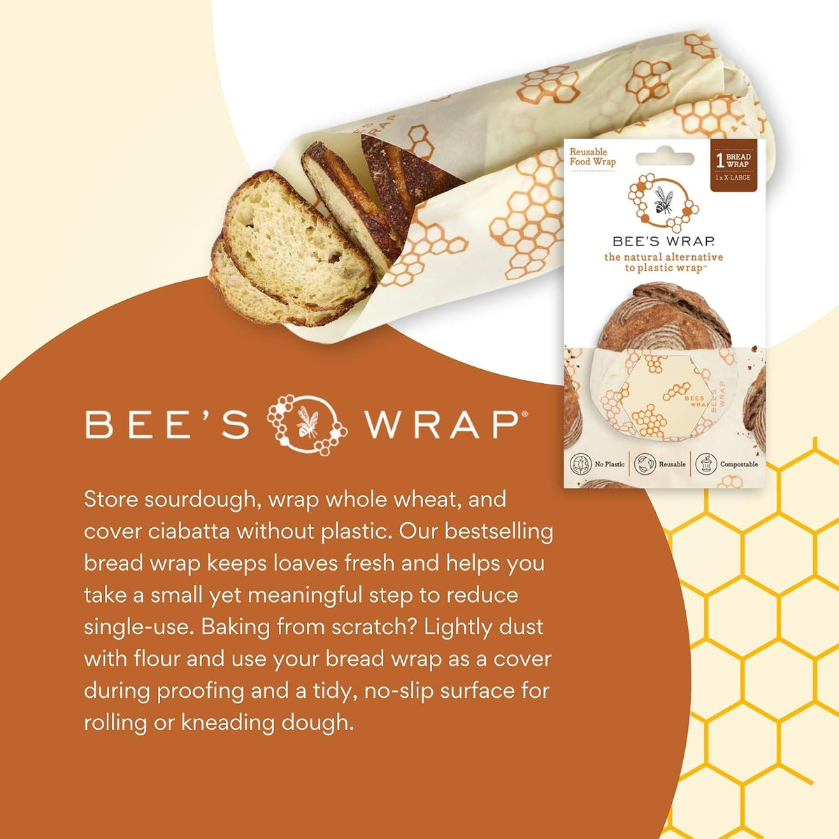 Beeswax Bread Wrap - Honeycomb