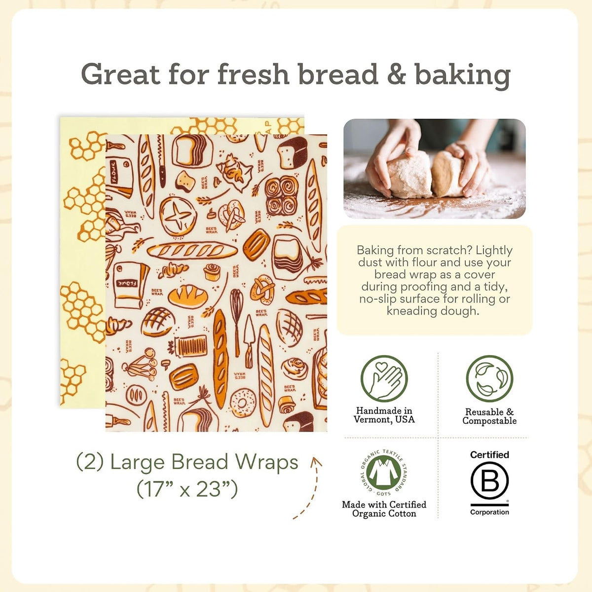 Beeswax Bread Wrap - Honeycomb