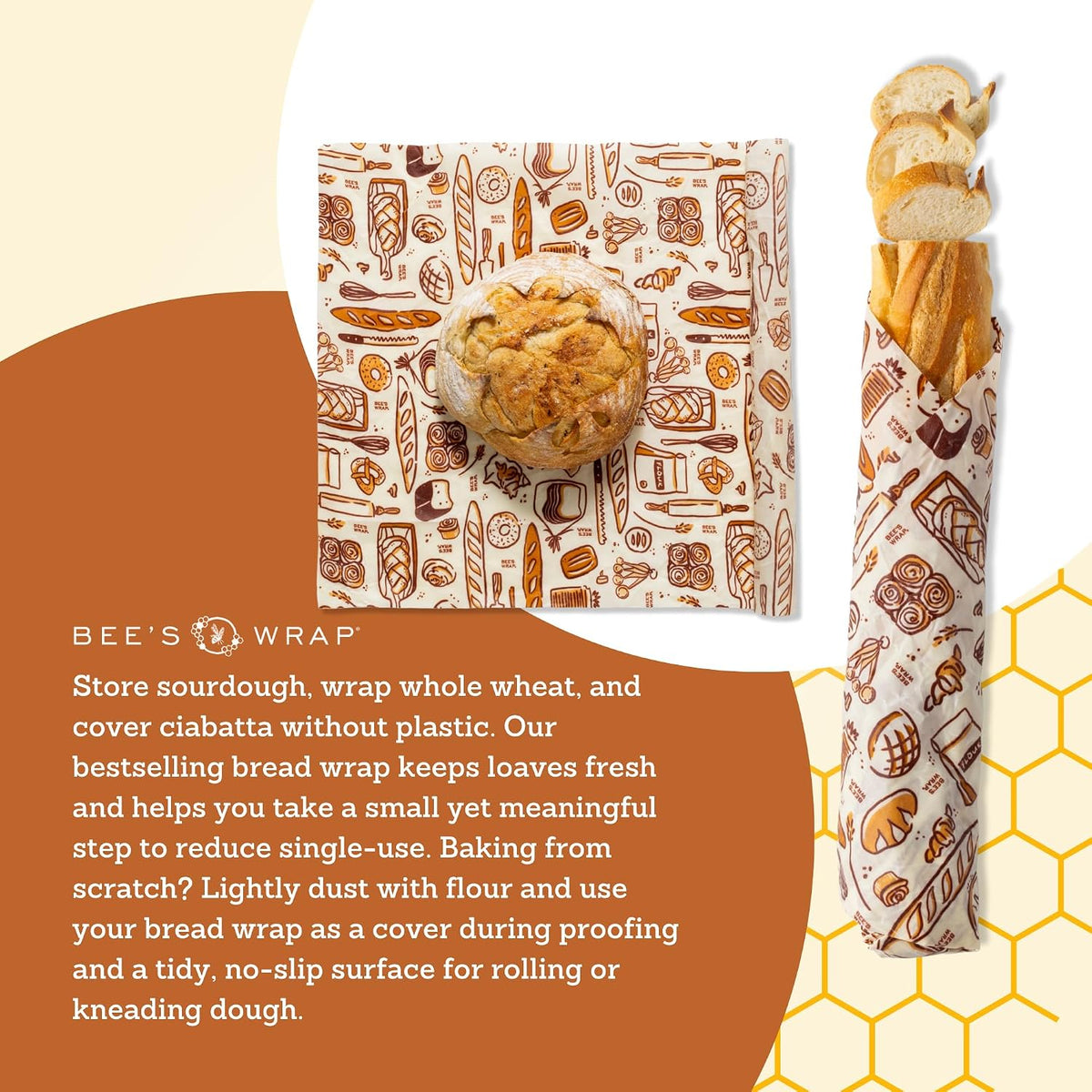 Beeswax Bread Wrap - Honeycomb