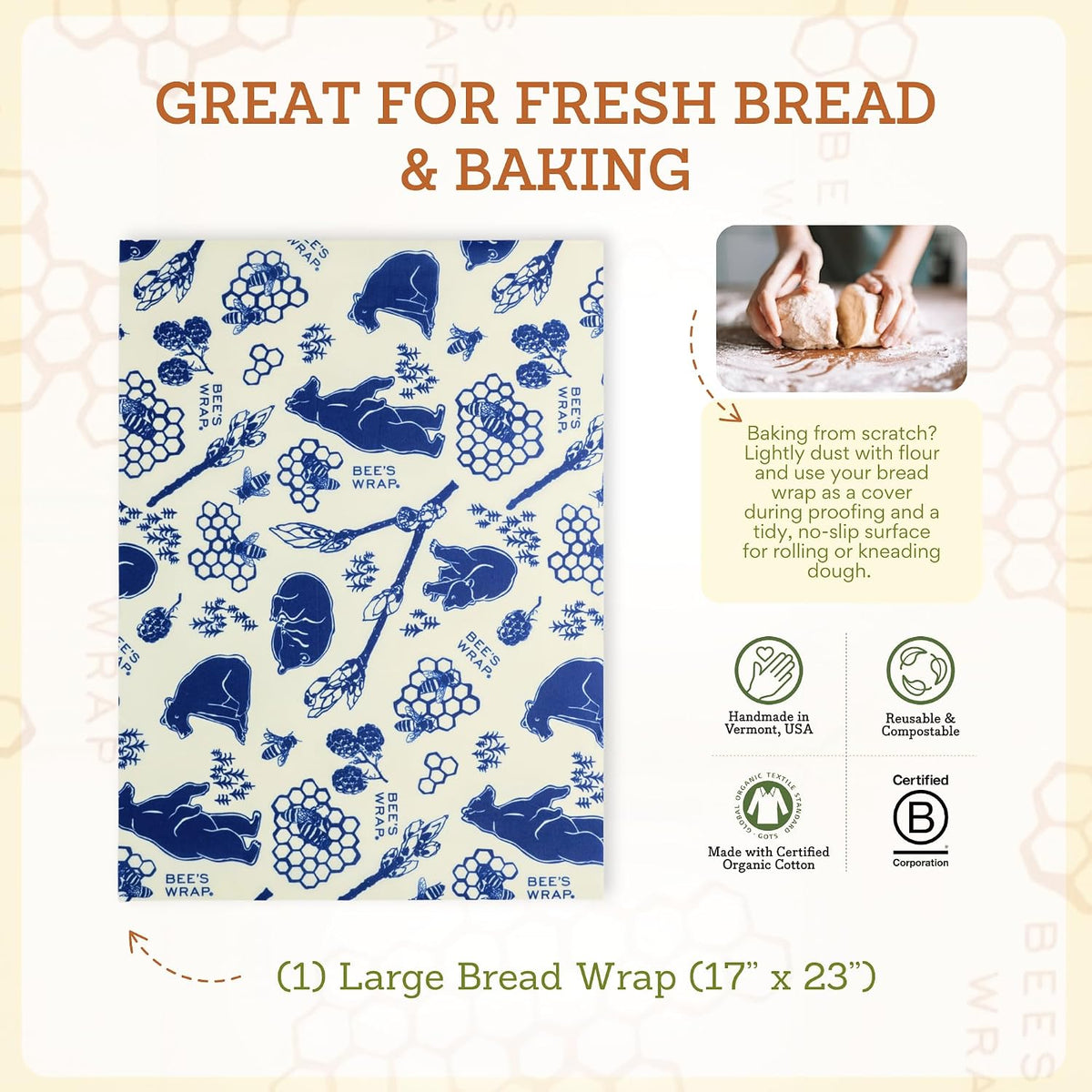 Beeswax Bread Wrap - Honeycomb