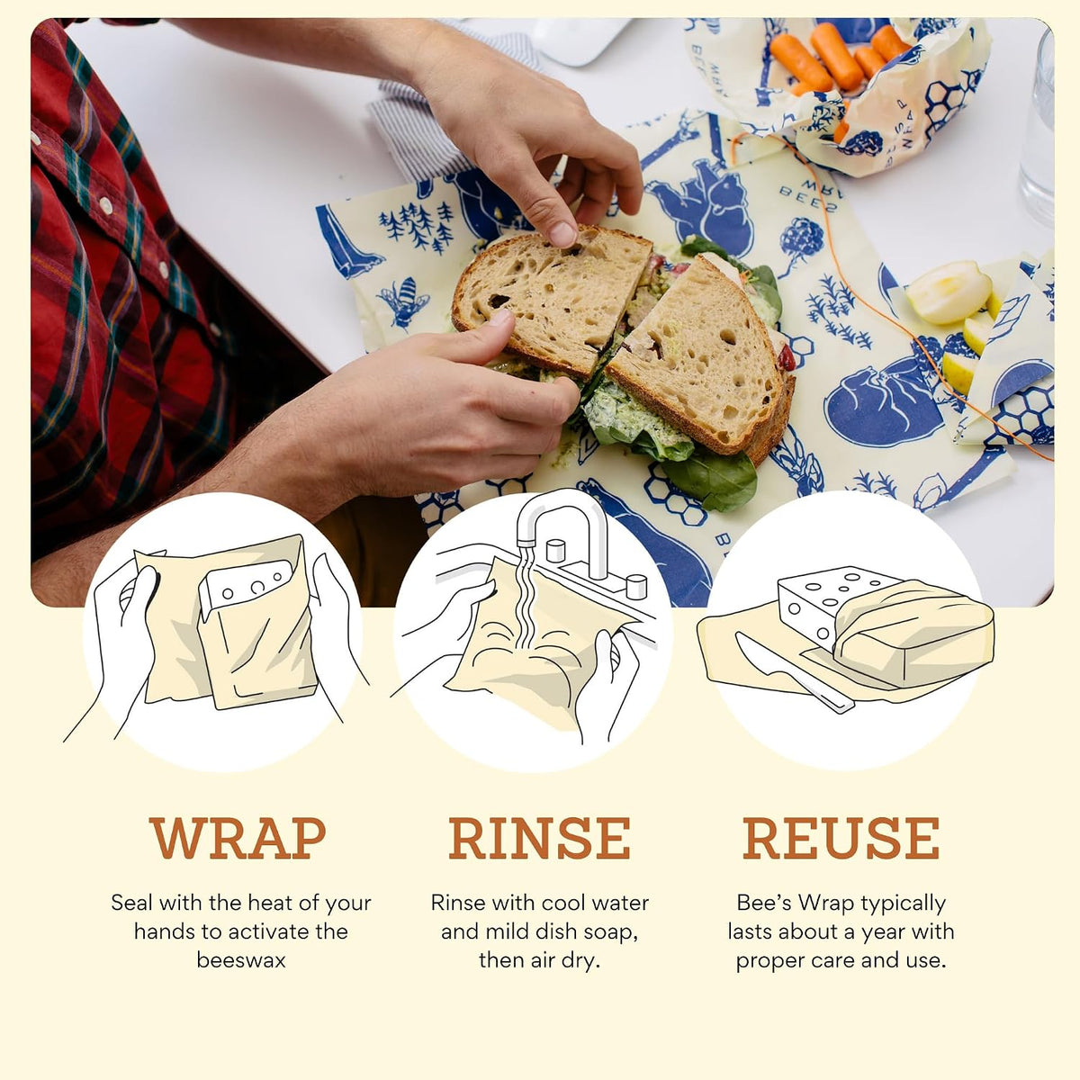 Beeswax Bread Wrap - Honeycomb