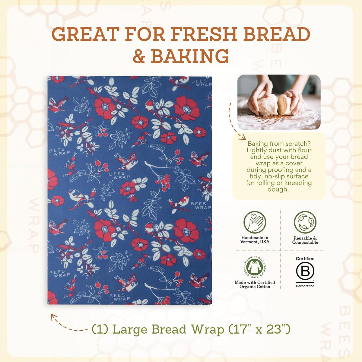 Beeswax Bread Wrap - Honeycomb