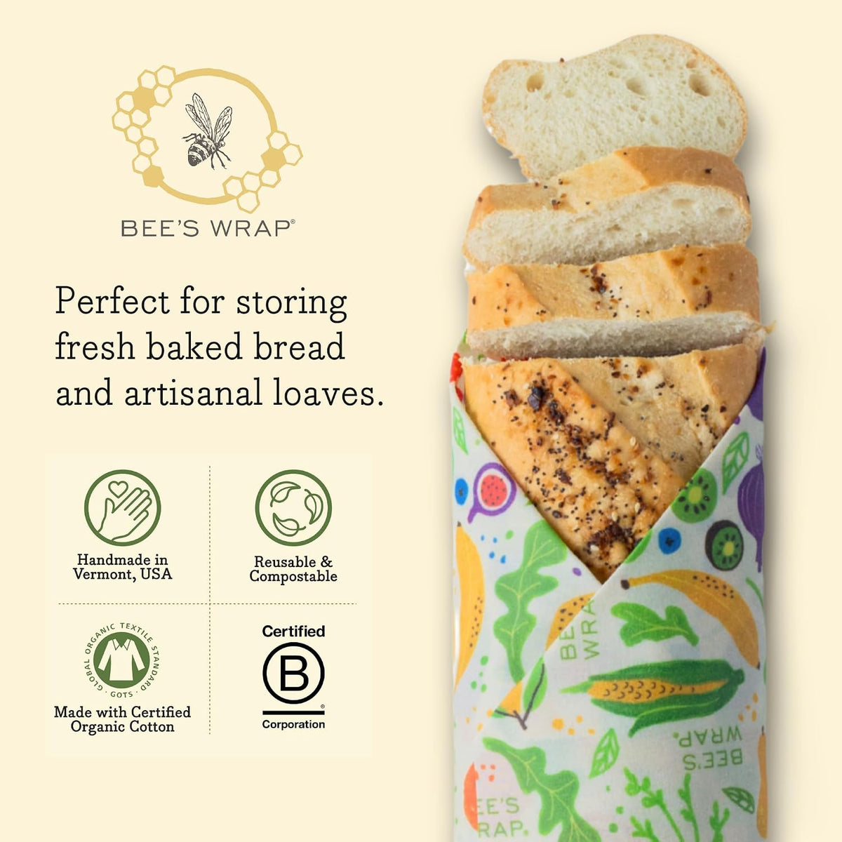 Beeswax Bread Wrap - Honeycomb