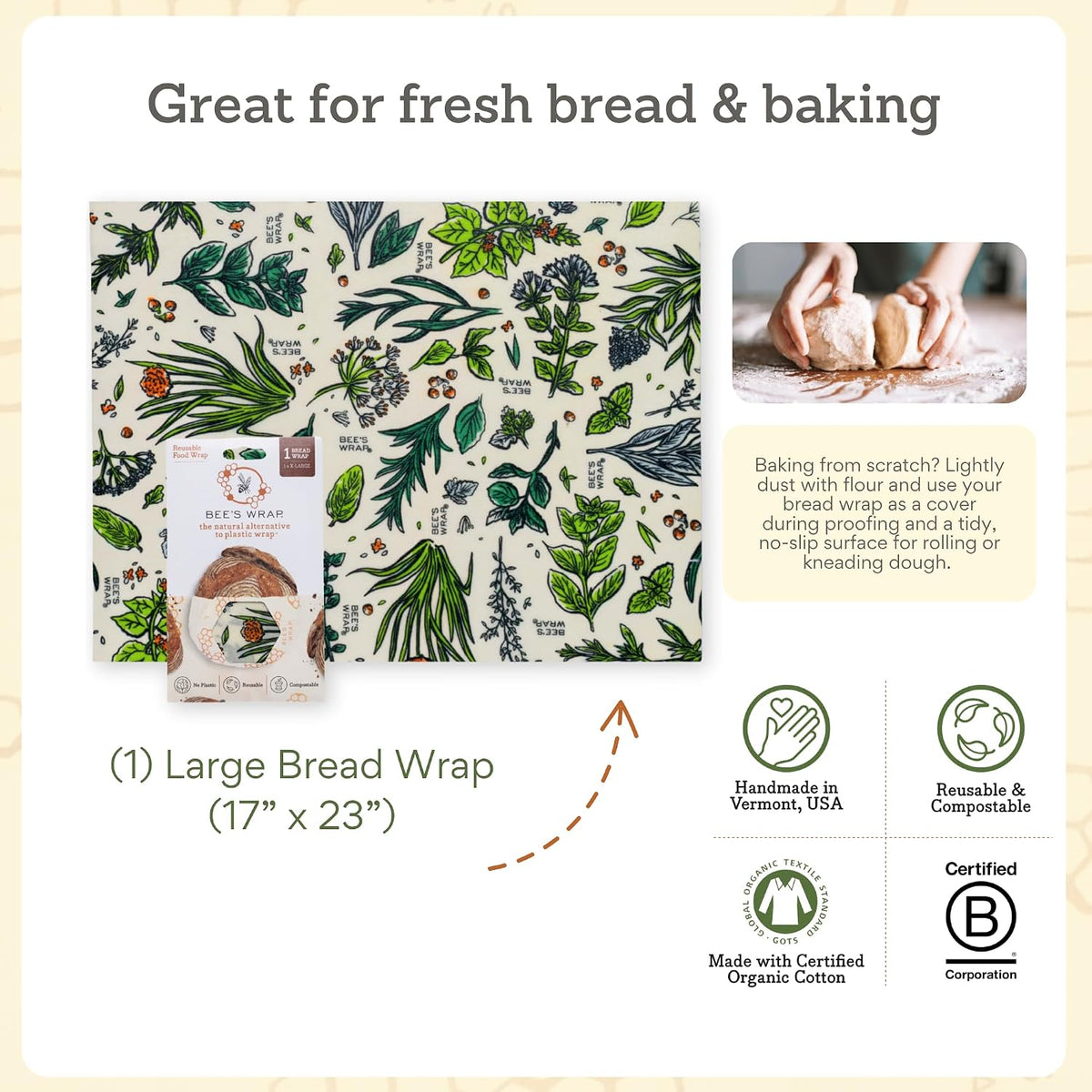 Beeswax Bread Wrap - Honeycomb