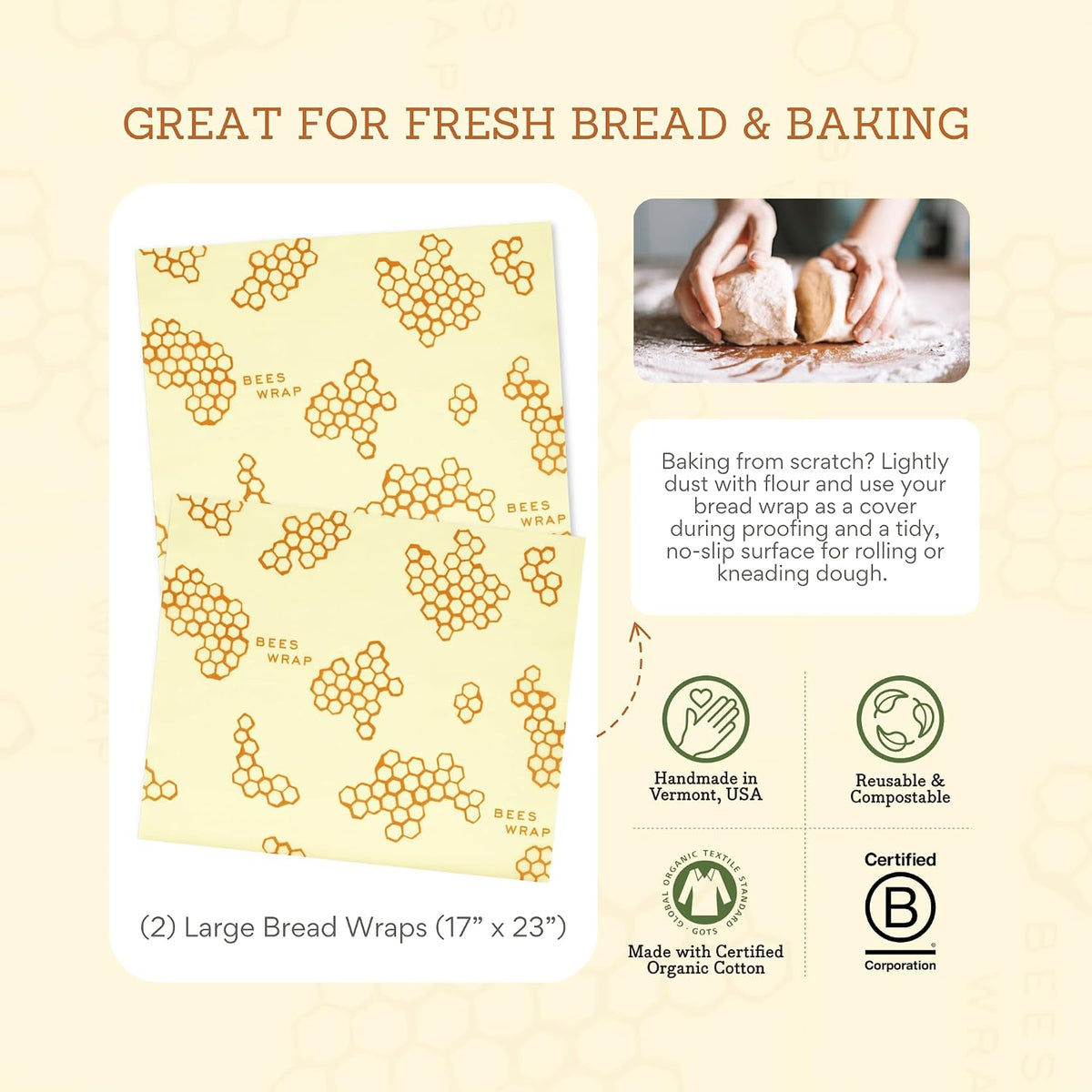 Beeswax Bread Wrap - Honeycomb