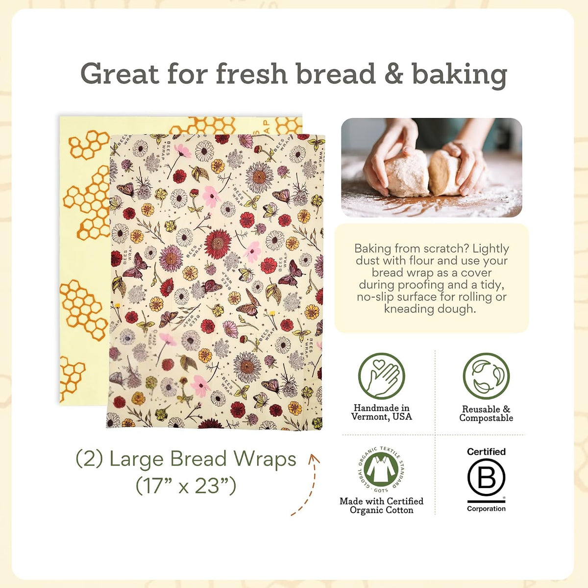 Beeswax Bread Wrap - Honeycomb