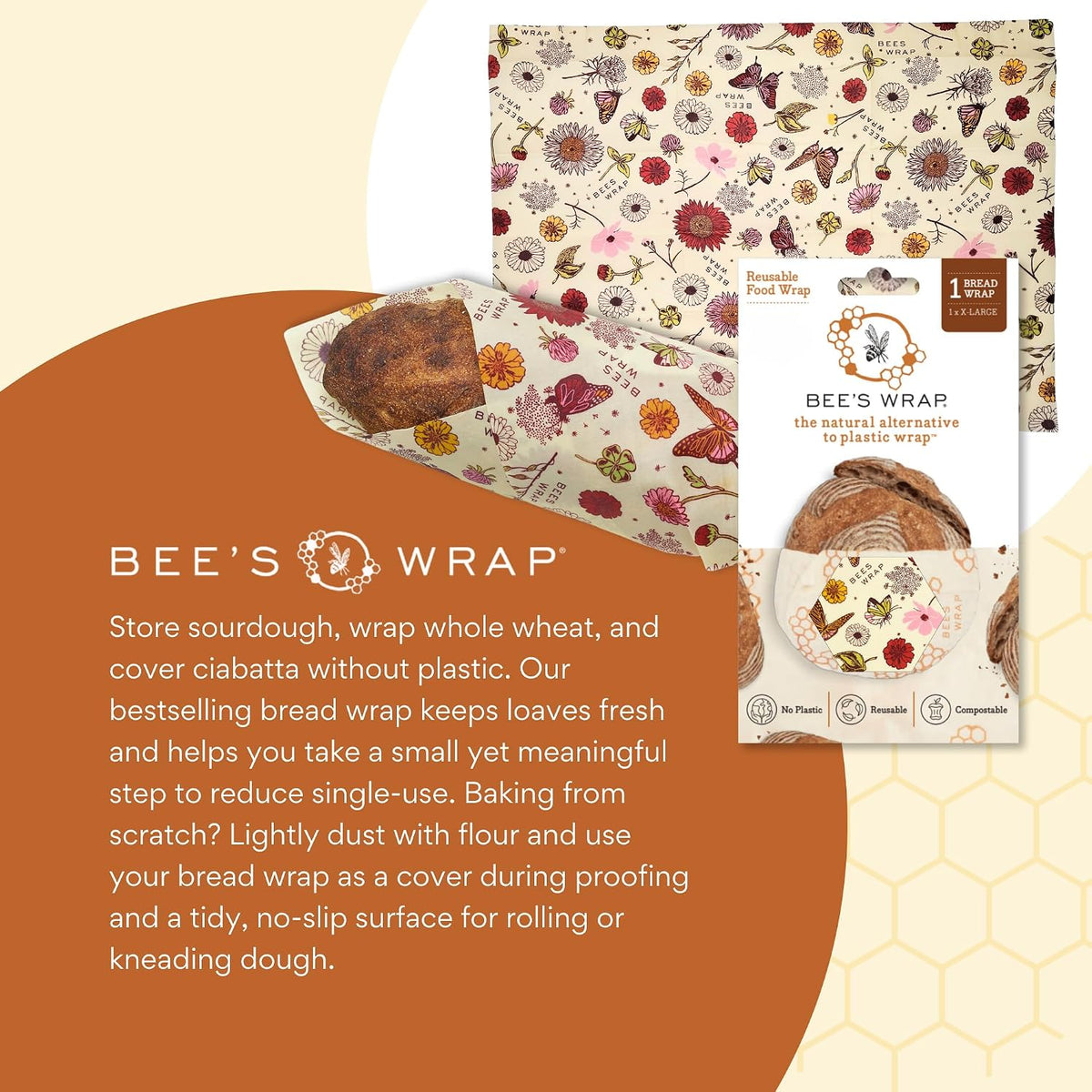 Beeswax Bread Wrap - Honeycomb