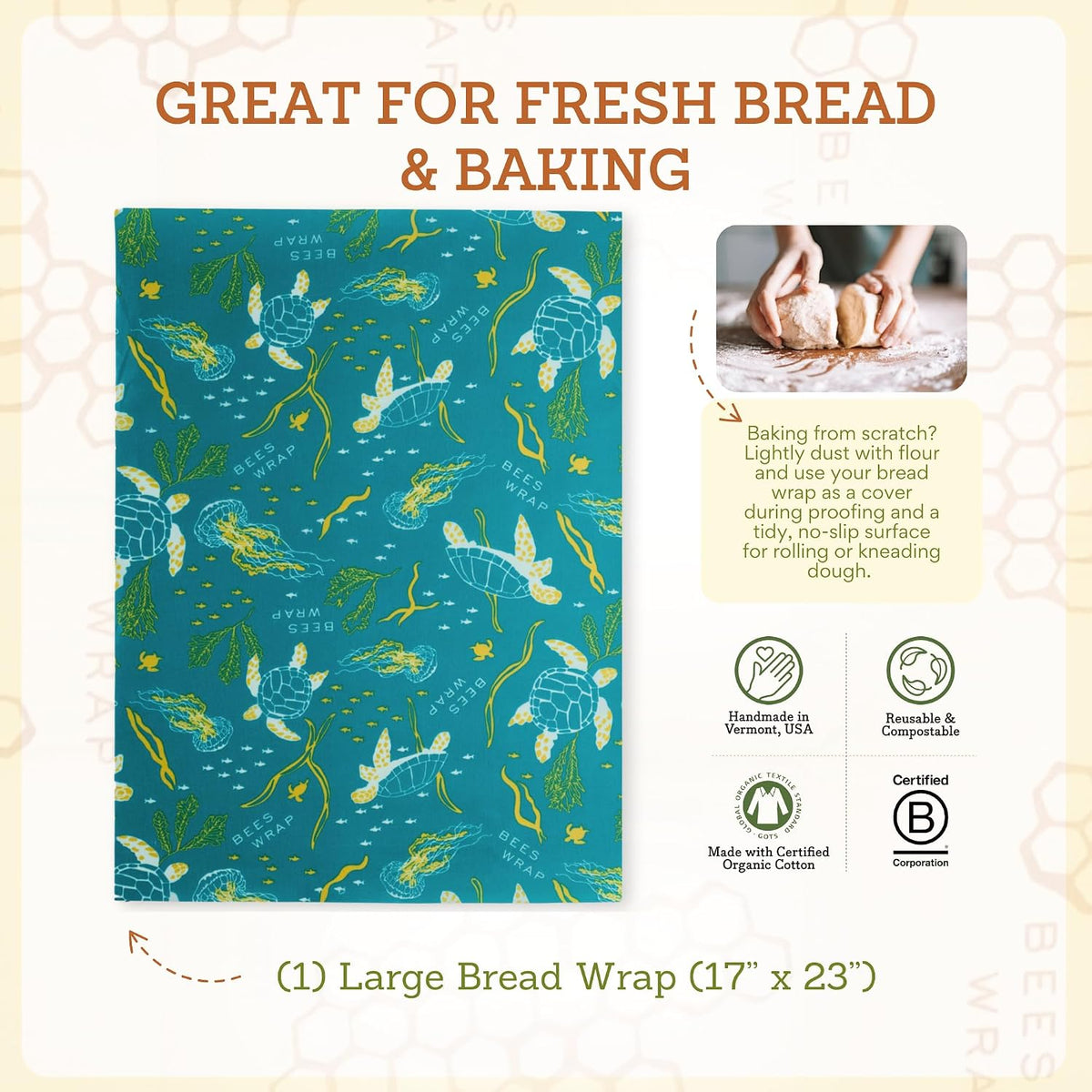 Beeswax Bread Wrap - Honeycomb