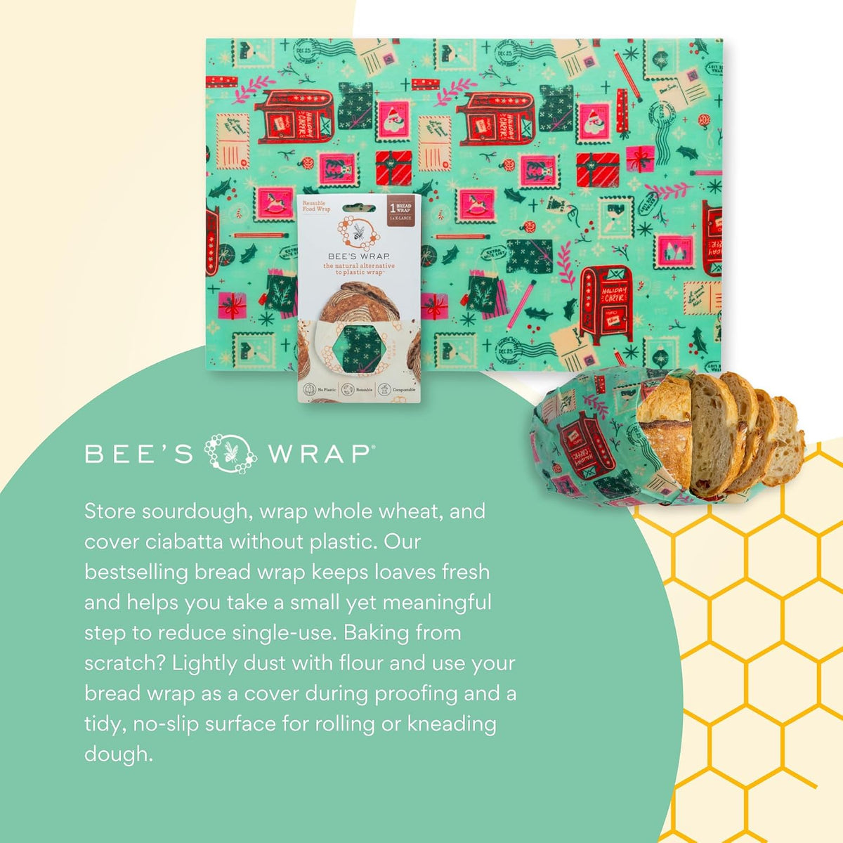 Beeswax Bread Wrap - Honeycomb