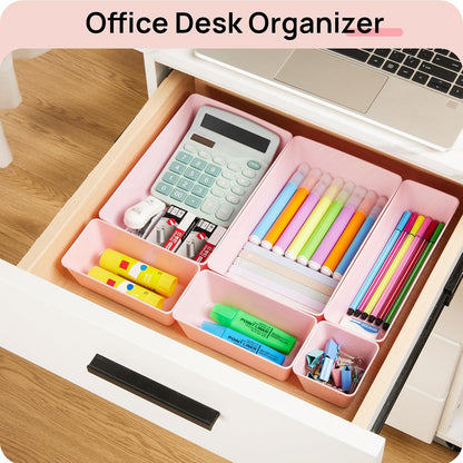 44 PCS Clear Plastic Drawer Organizers Set, Vanity Organizer Trays