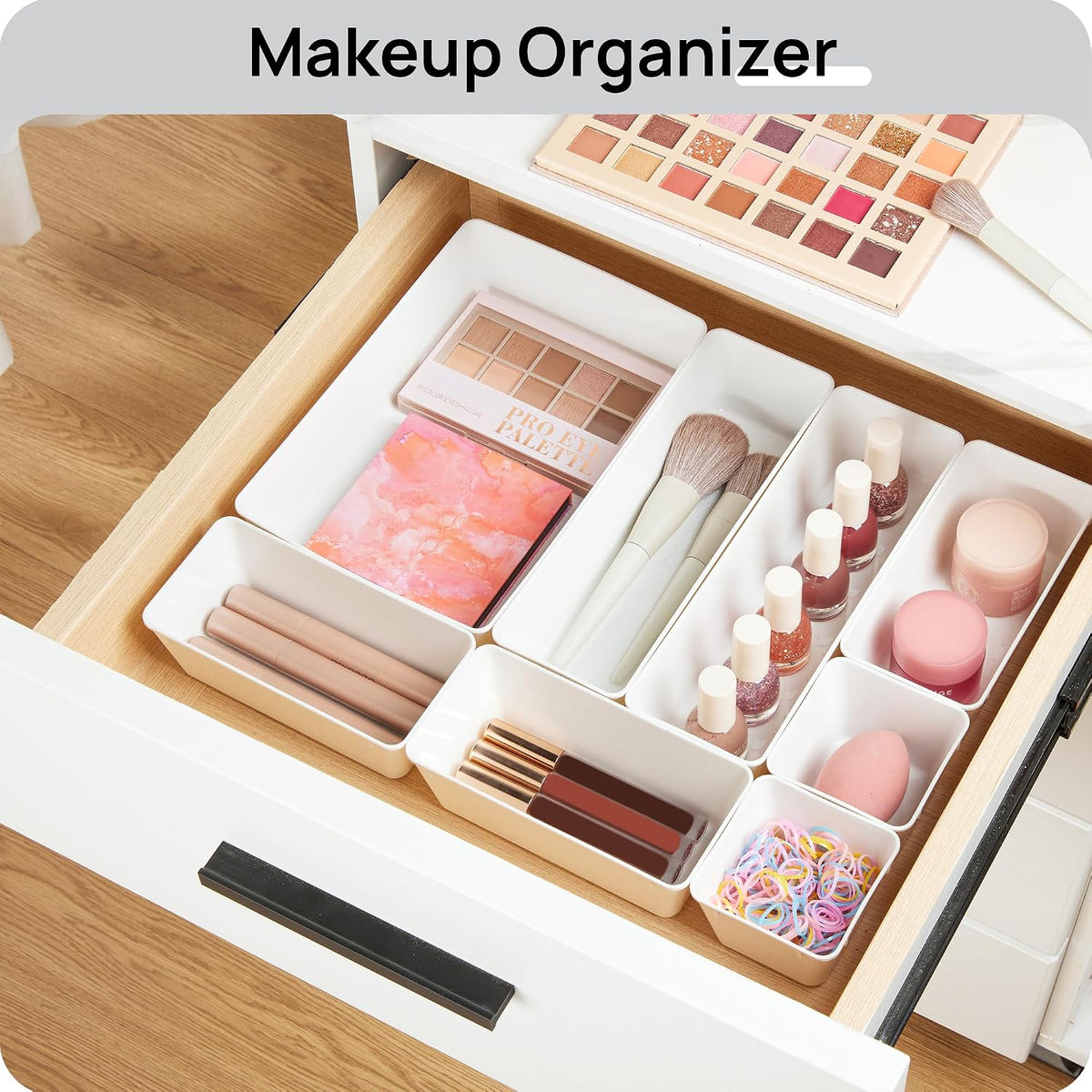 44 PCS Clear Plastic Drawer Organizers Set, Vanity Organizer Trays