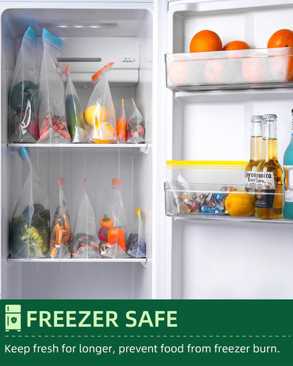 Stand Up Reusable Freezer Bags, Dishwasher Microwave Safe | Microwave Safe, Leakproof, Double Seal, Food-Grade Material, BPA Free, Food Storage Bags for Meal Prep, Kitchen Organization