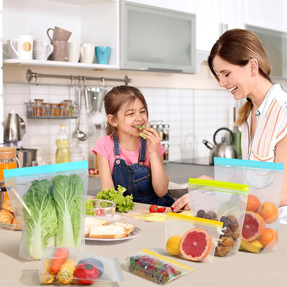 Stand Up Reusable Freezer Bags, Dishwasher Microwave Safe | Microwave Safe, Leakproof, Double Seal, Food-Grade Material, BPA Free, Food Storage Bags for Meal Prep, Kitchen Organization
