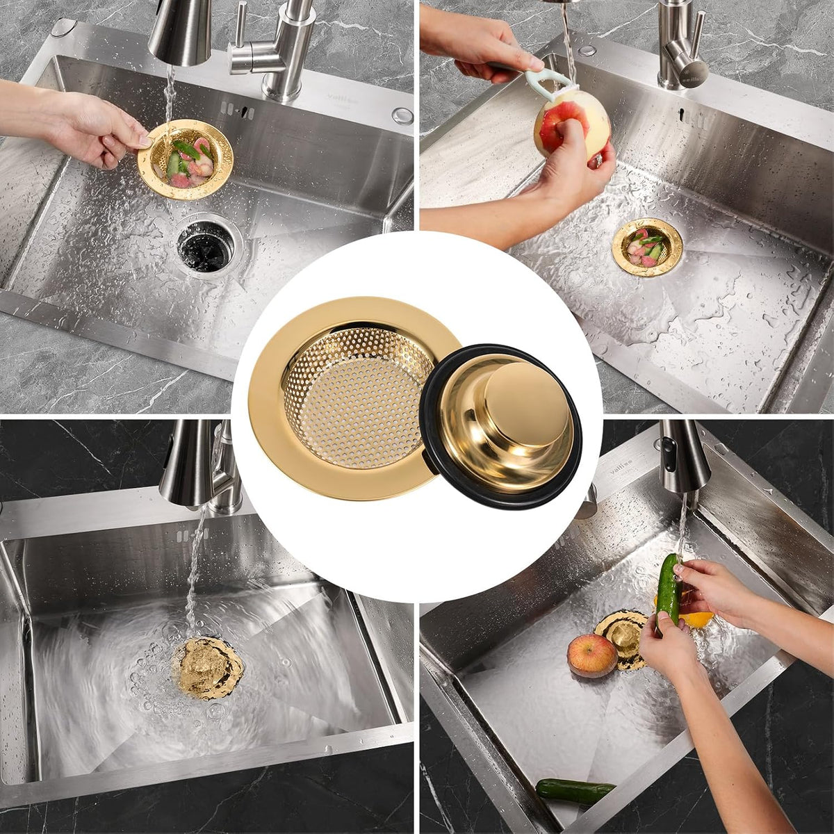Kitchen Sink Drain Strainer Stopper Stainless Steel Basket Filter