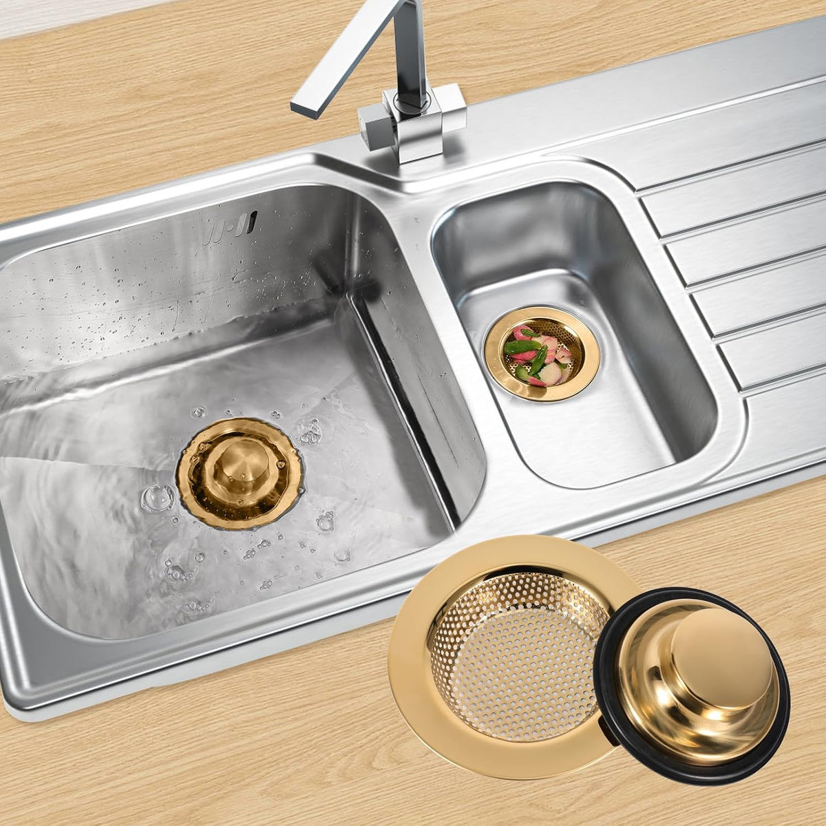 Kitchen Sink Drain Strainer Stopper Stainless Steel Basket Filter