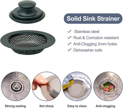 Kitchen Sink Drain Strainer Stopper Stainless Steel Basket Filter