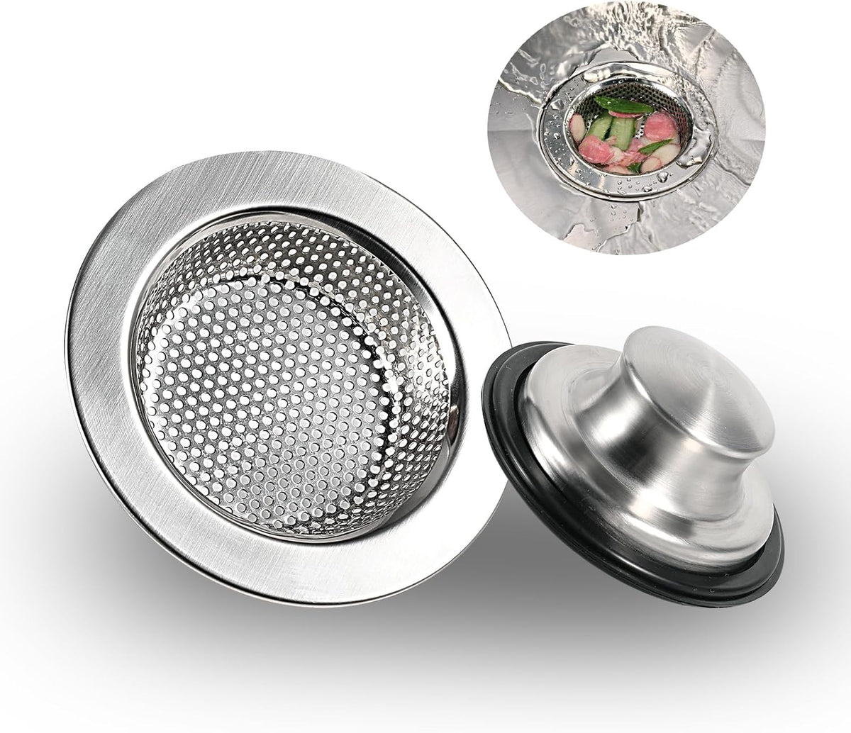Kitchen Sink Drain Strainer Stopper Stainless Steel Basket Filter