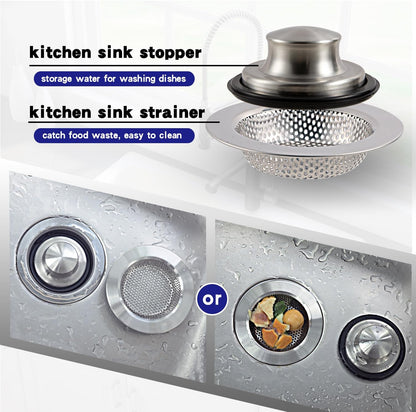 Kitchen Sink Drain Strainer Stopper Stainless Steel Basket Filter