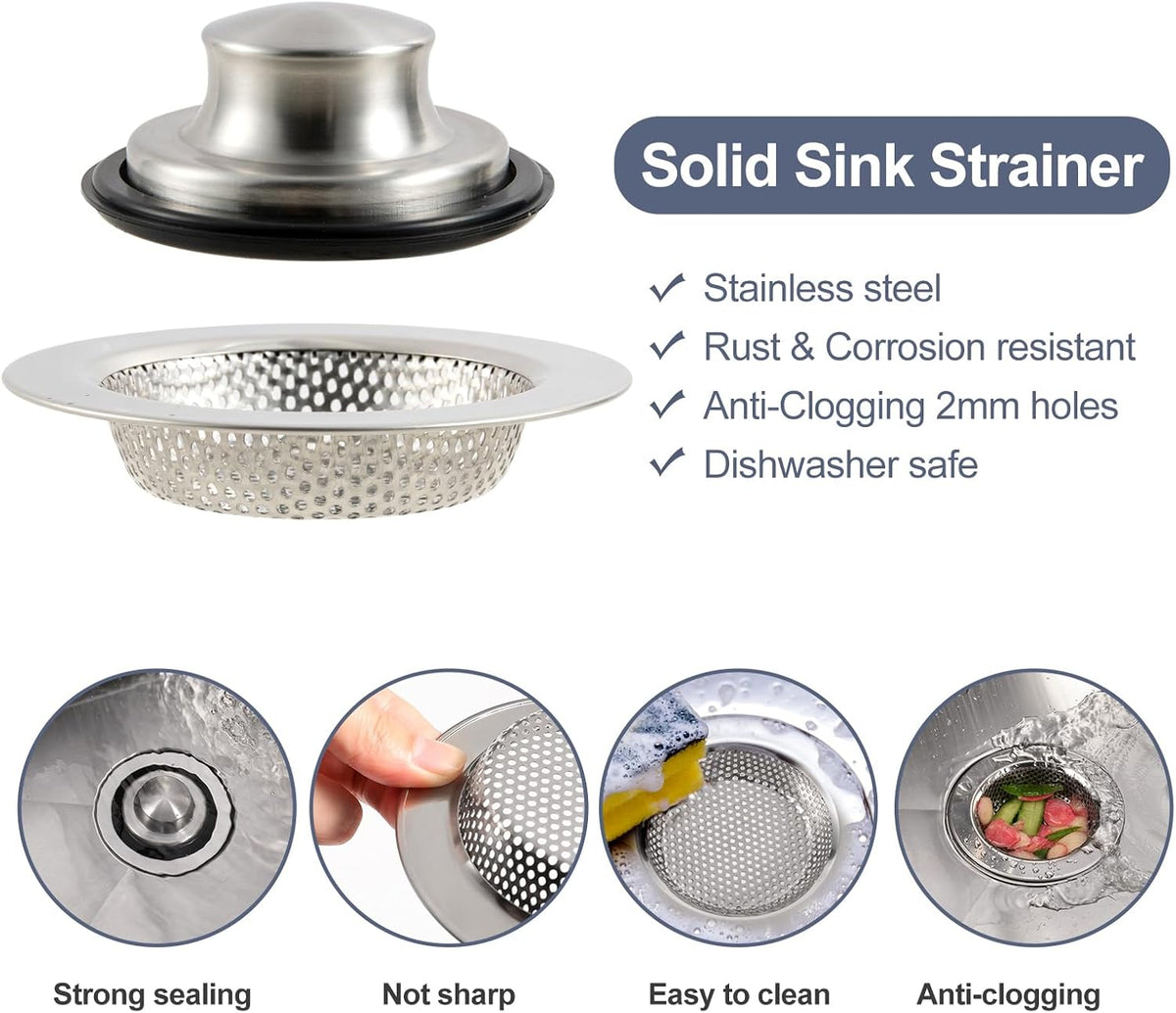 Kitchen Sink Drain Strainer Stopper Stainless Steel Basket Filter