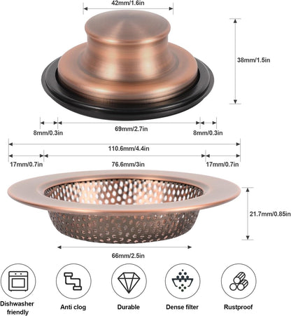 Kitchen Sink Drain Strainer Stopper Stainless Steel Basket Filter