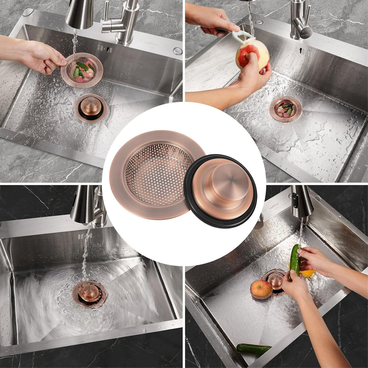 Kitchen Sink Drain Strainer Stopper Stainless Steel Basket Filter