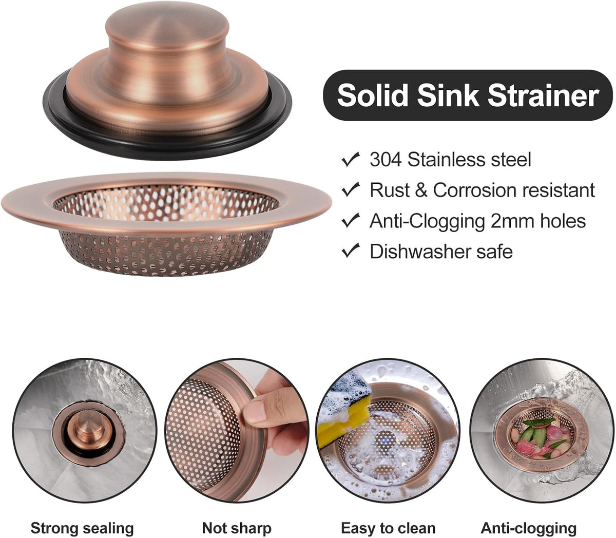 Kitchen Sink Drain Strainer Stopper Stainless Steel Basket Filter