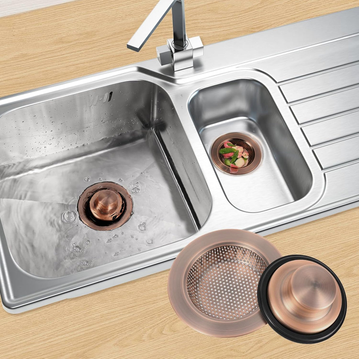 Kitchen Sink Drain Strainer Stopper Stainless Steel Basket Filter