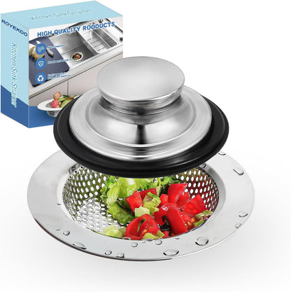 Kitchen Sink Drain Strainer Stopper Stainless Steel Basket Filter