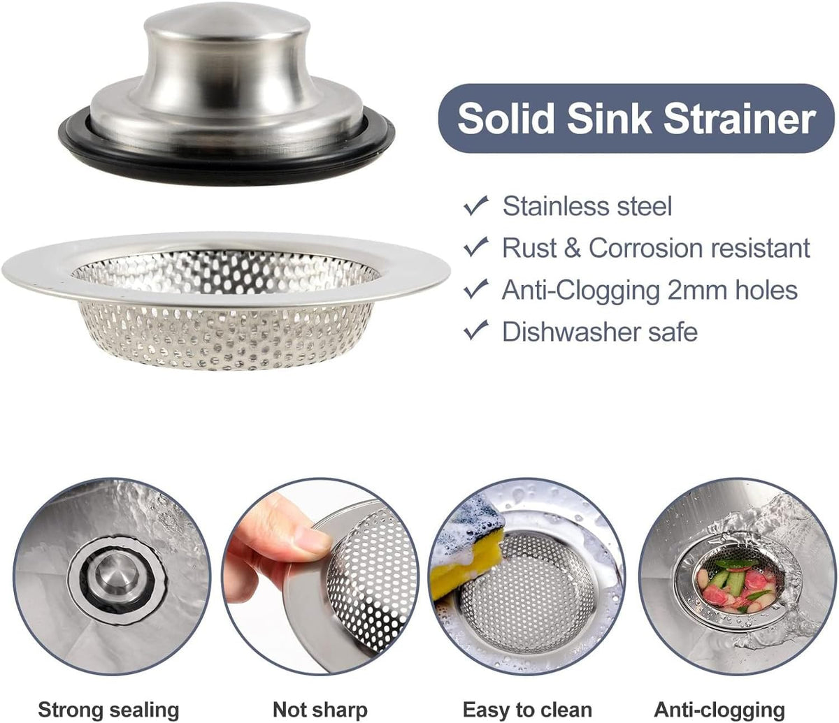 Kitchen Sink Drain Strainer Stopper Stainless Steel Basket Filter