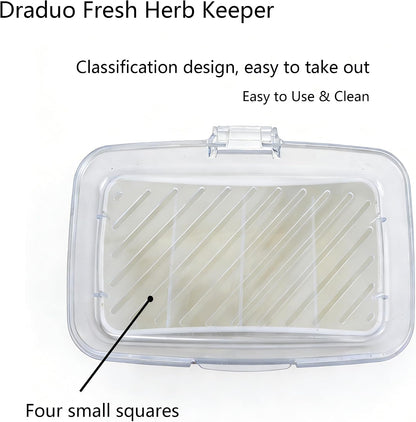 Fresh Herb Keeper, Herb Saver for Refrigerator, Storage Container for Cilantro, Parsley, Thyme, Mint & Asparagus, Prolonging Freshness of All Herbs, Easy-to-Use for Store-Bought Herbs