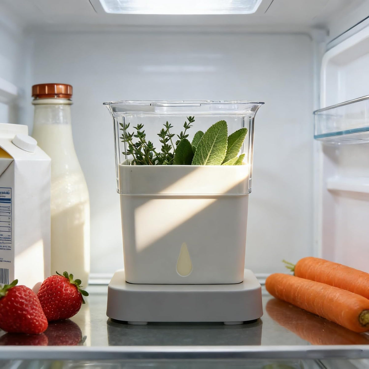 Fresh Herb Keeper, Herb Saver for Refrigerator, Storage Container for Cilantro, Parsley, Thyme, Mint & Asparagus, Prolonging Freshness of All Herbs, Easy-to-Use for Store-Bought Herbs