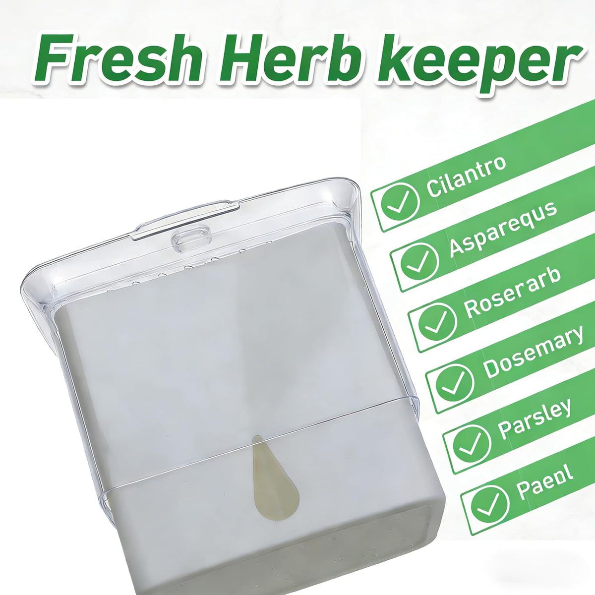 Fresh Herb Keeper, Herb Saver for Refrigerator, Storage Container for Cilantro, Parsley, Thyme, Mint & Asparagus, Prolonging Freshness of All Herbs, Easy-to-Use for Store-Bought Herbs