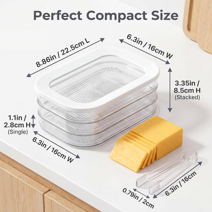 Deli Meat Container for Fridge Cheese Container for Refrigerator | BPA-free stackable containers keep deli meat and cheese fresh for families, meal prep and organized refrigerator storage.