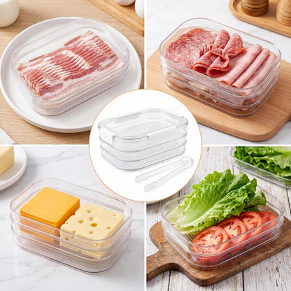 Deli Meat Container for Fridge Cheese Container for Refrigerator | BPA-free stackable containers keep deli meat and cheese fresh for families, meal prep and organized refrigerator storage.