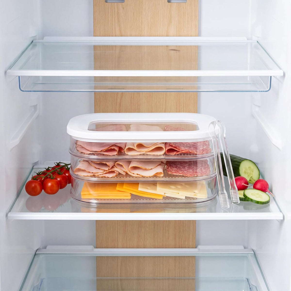 Deli Meat Container for Fridge Cheese Container for Refrigerator | BPA-free stackable containers keep deli meat and cheese fresh for families, meal prep and organized refrigerator storage.