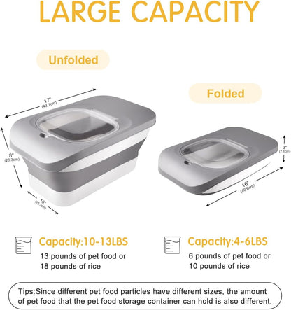 HOYTAMDAR 13Lbs Collapsible Dog Food Storage Container,Dog Food Container | Pet Food Storage Container with Airtight Lid,Measuring Scoop,Cat Food Storage Container Dry Food for Pets,Rice,Cereal