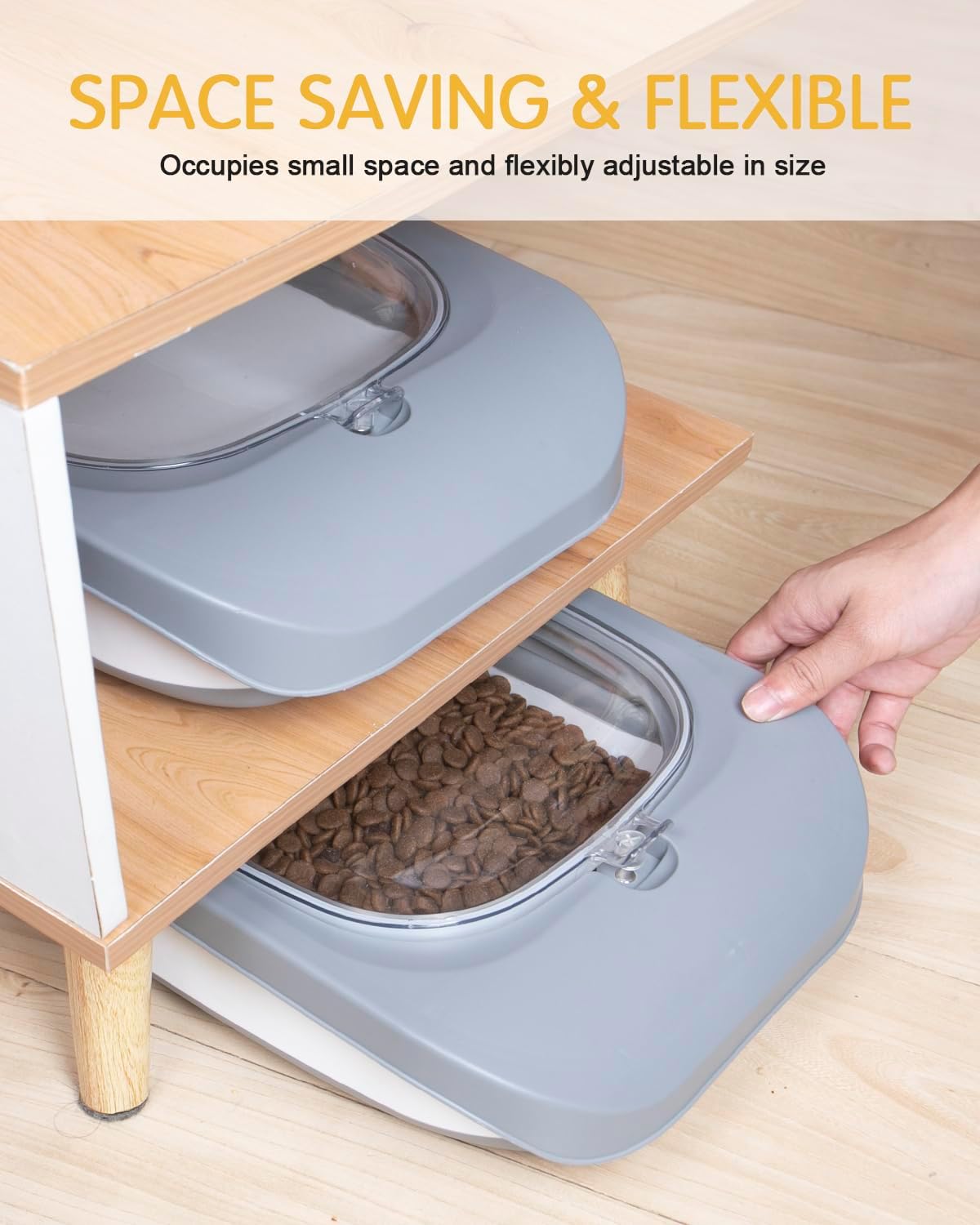 HOYTAMDAR 13Lbs Collapsible Dog Food Storage Container,Dog Food Container | Pet Food Storage Container with Airtight Lid,Measuring Scoop,Cat Food Storage Container Dry Food for Pets,Rice,Cereal