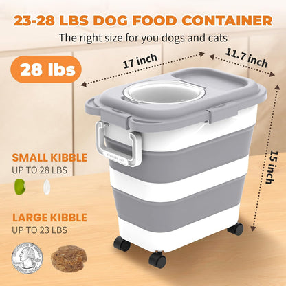 HOYTAMDAR 13Lbs Collapsible Dog Food Storage Container,Dog Food Container | Pet Food Storage Container with Airtight Lid,Measuring Scoop,Cat Food Storage Container Dry Food for Pets,Rice,Cereal